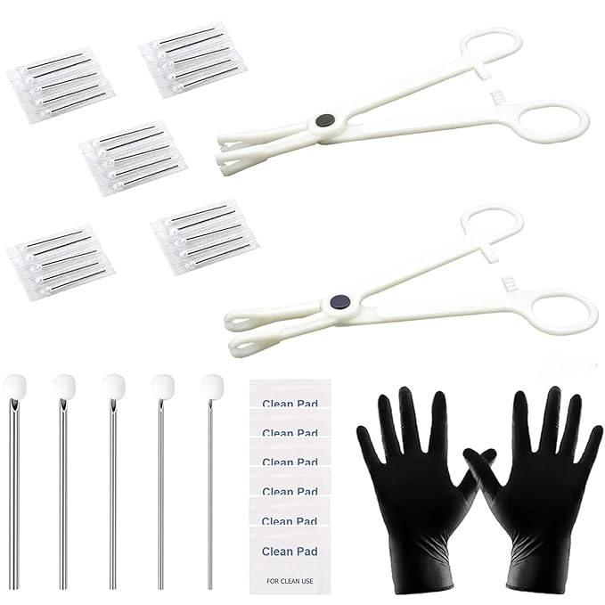 Lyuxzad Piercing Kit 35PCS Professional Piercing Kit Includeds 25PCS Mixed 12G 14G 16G 18G 20G Ear Nose Piercing Needles 2...