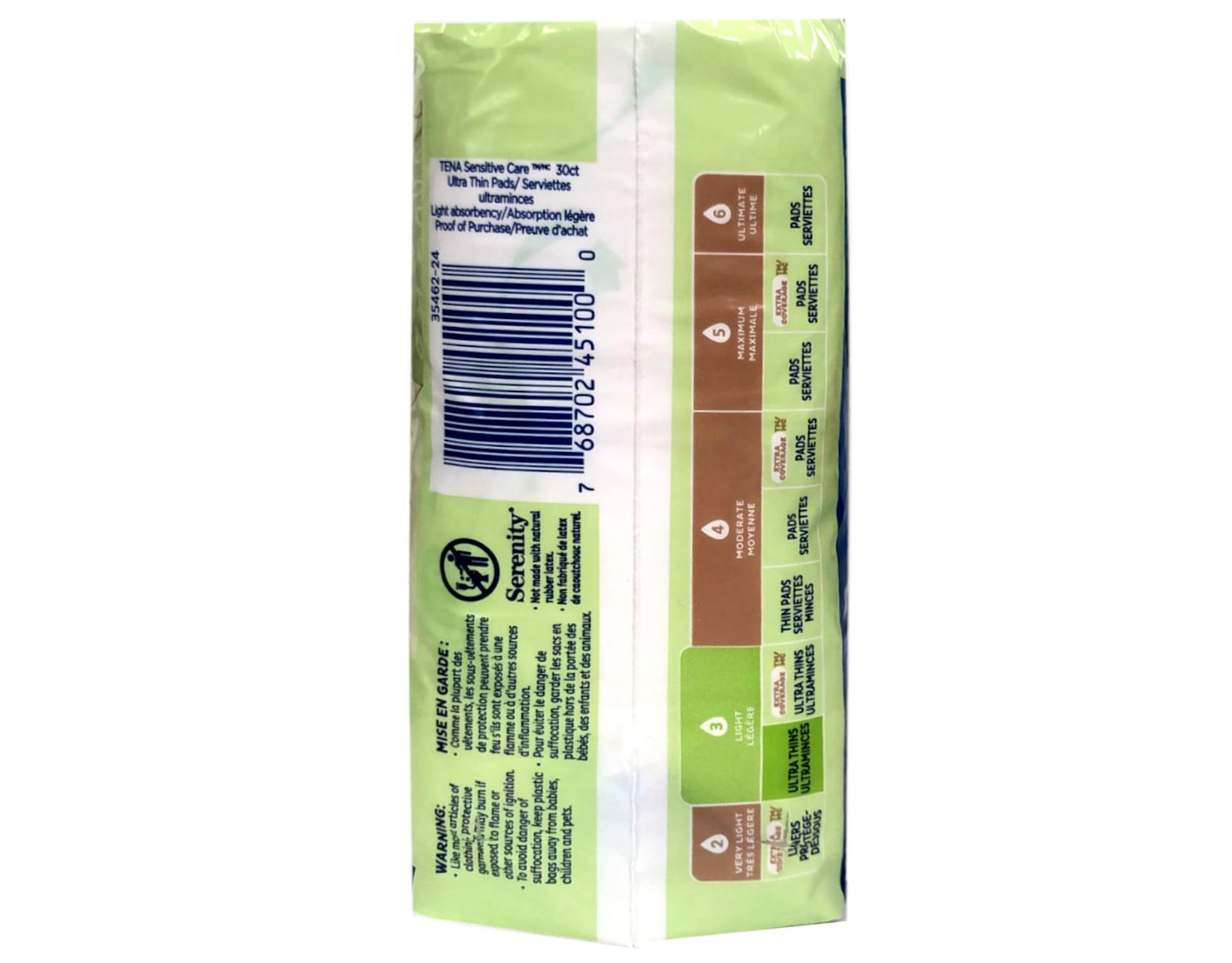 TENA Intimates Ultra Thin Light Pads Regular 30 Count (Pack of 3)