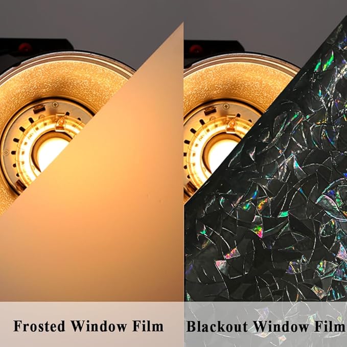 100% Light Blocking Privacy Window Film Blackout 3D Prism Sliding Glass Door Tint Room Darkening Rainbow Static Cling Heat Control Anti UV Removable Cover Decal Contact Paper Home Office,17.5x157in.
