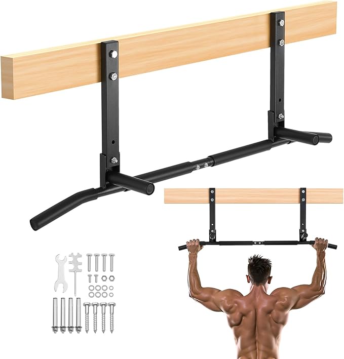 VEVOR Joist Mount Pull Up Bar, Ceiling Mounted Chin Up Bar for Home Gym, Multi-Grip Pull Ups, 42 in Width Multifunctional ...