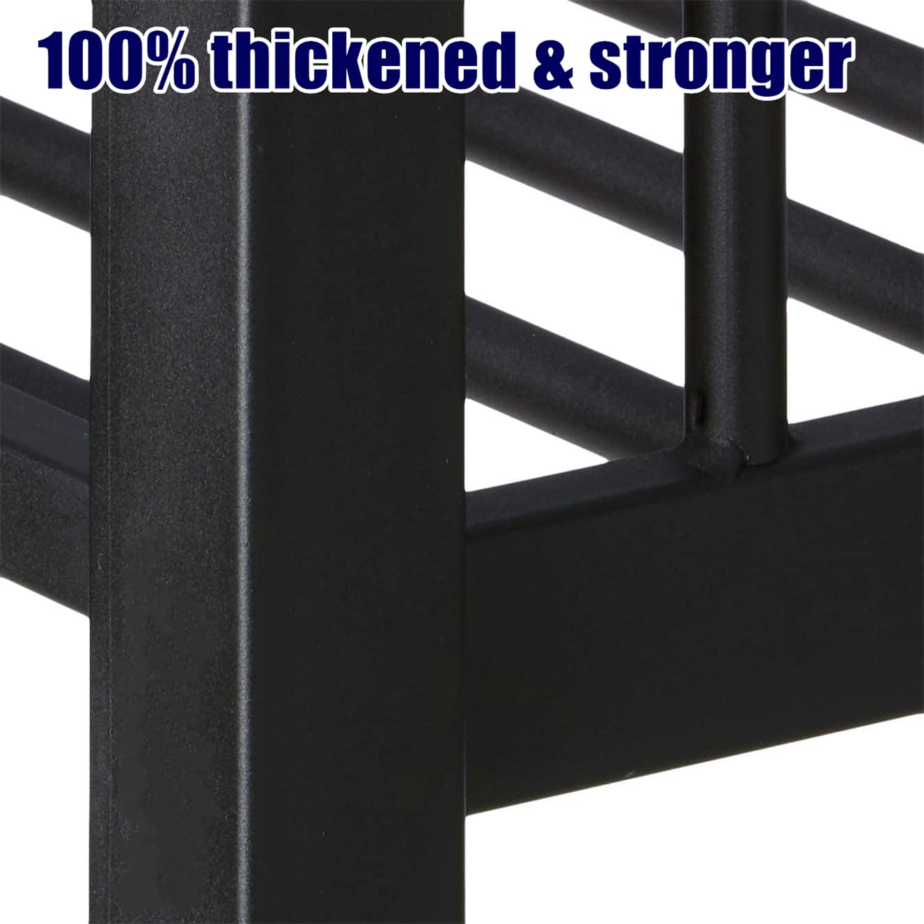 LEEKAF Stronger & Higher Quality Heavy Duty Metal Bunk Bed Queen Over Queen Size Bunkbed, Thickened Safer More Stable Steel Queen Bunk Bed (Faster Assembly)