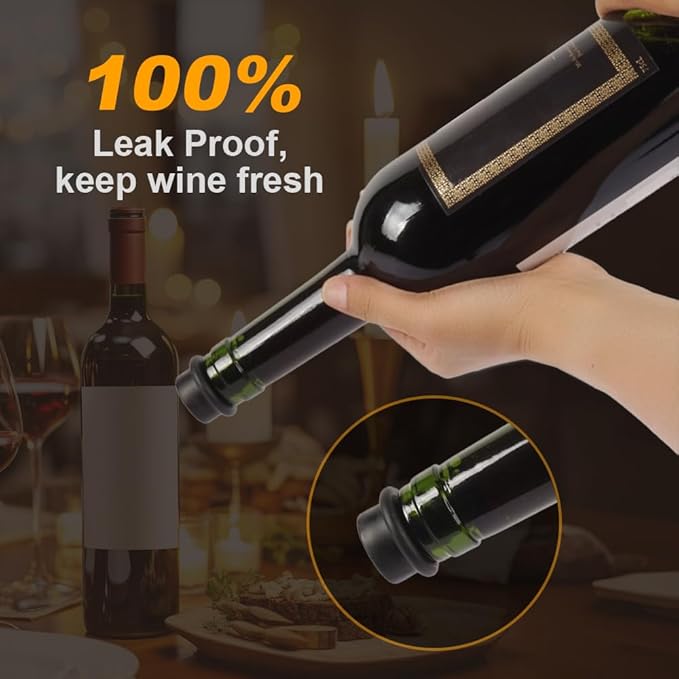 Upgraded LIGTMAR Wine Saver Pump with 6 Vacuum Wine Stoppers, Wine Bottle Preserver Keep Wine Fresh, Food Grade Silicone Wine Corks Fit Any Wine Bottles