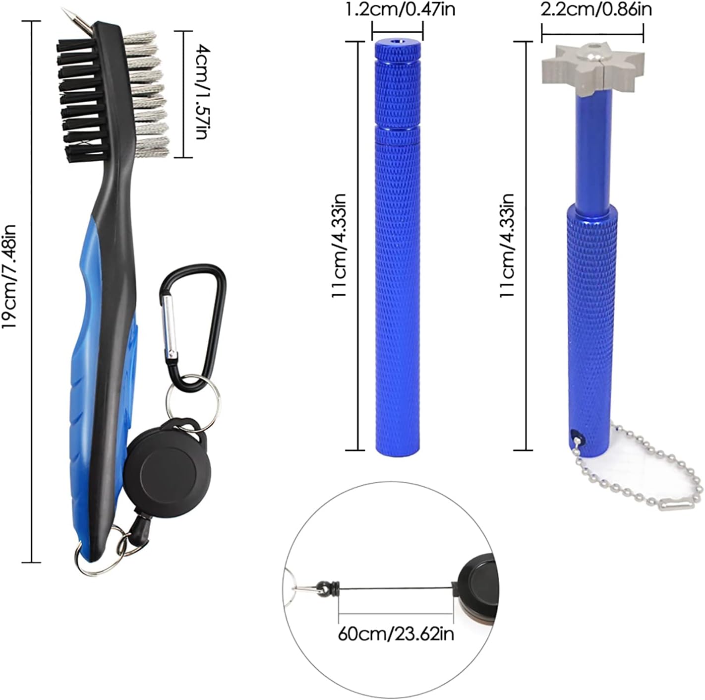 VIPMOON Golf Club Groove Sharpener Tool, Golf Brush and Groove Cleaner with Retractable Zip-line Aluminum Carabiner, Groove Sharpener Golf for Wedge & Irons, U & V-Grooves, Golf Accessories for Men