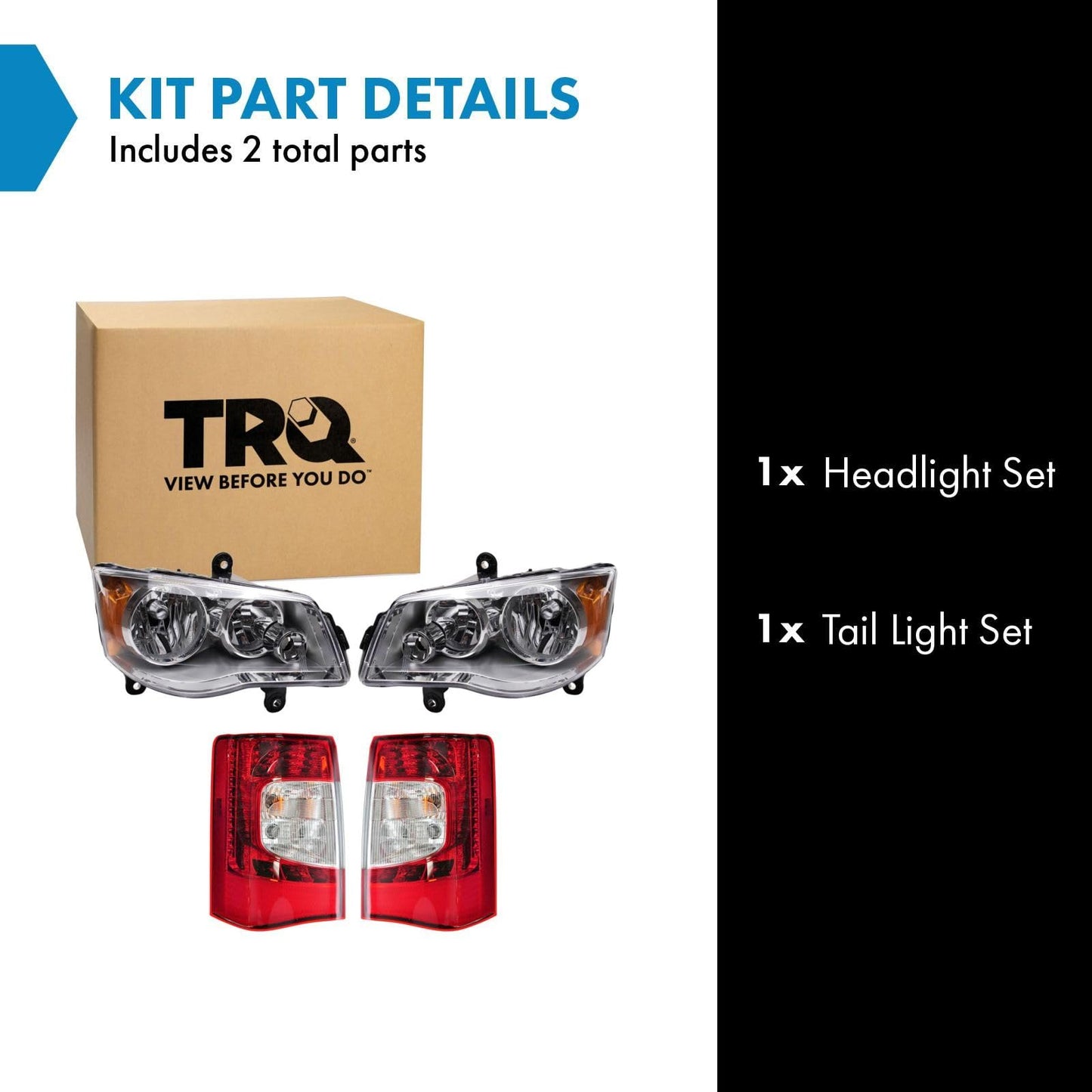 Trq Lighting Kit Driver & Passenger Side Compatible With 2011-2016 Chrysler Town & Country Ch2502192 Ch2503192 Ch2800198 Ch2801198