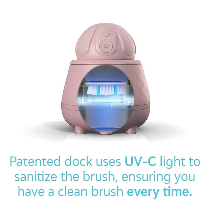 TAO Clean Ona Diamond Orbital Facial Brush and Cleansing Station, Electric Face Cleansing Brush with Ergonomic Handle, Dual Speed Settings, Mauve