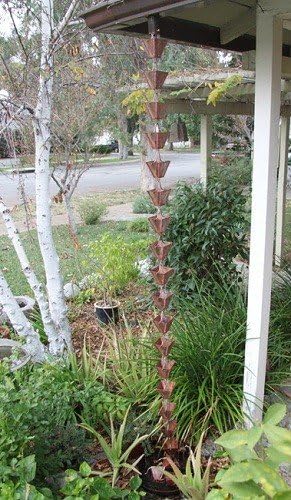 Nutshell Stores Medium Square Cups Rain Chain - Pre-Aged Copper - 15 Feet