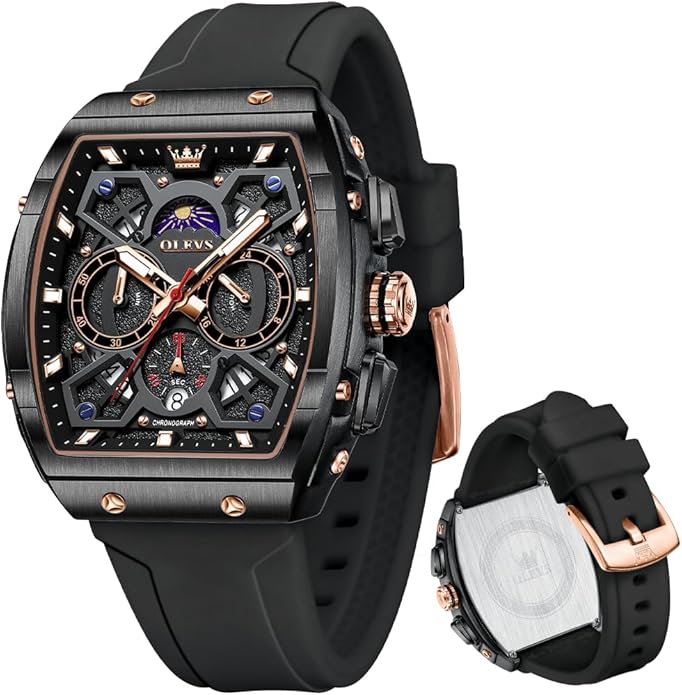 OLEVS Mens Watches Stylish Chronograph Waterproof Luminous Silicon Strap Multifunction Watches for Men Business White Men ...