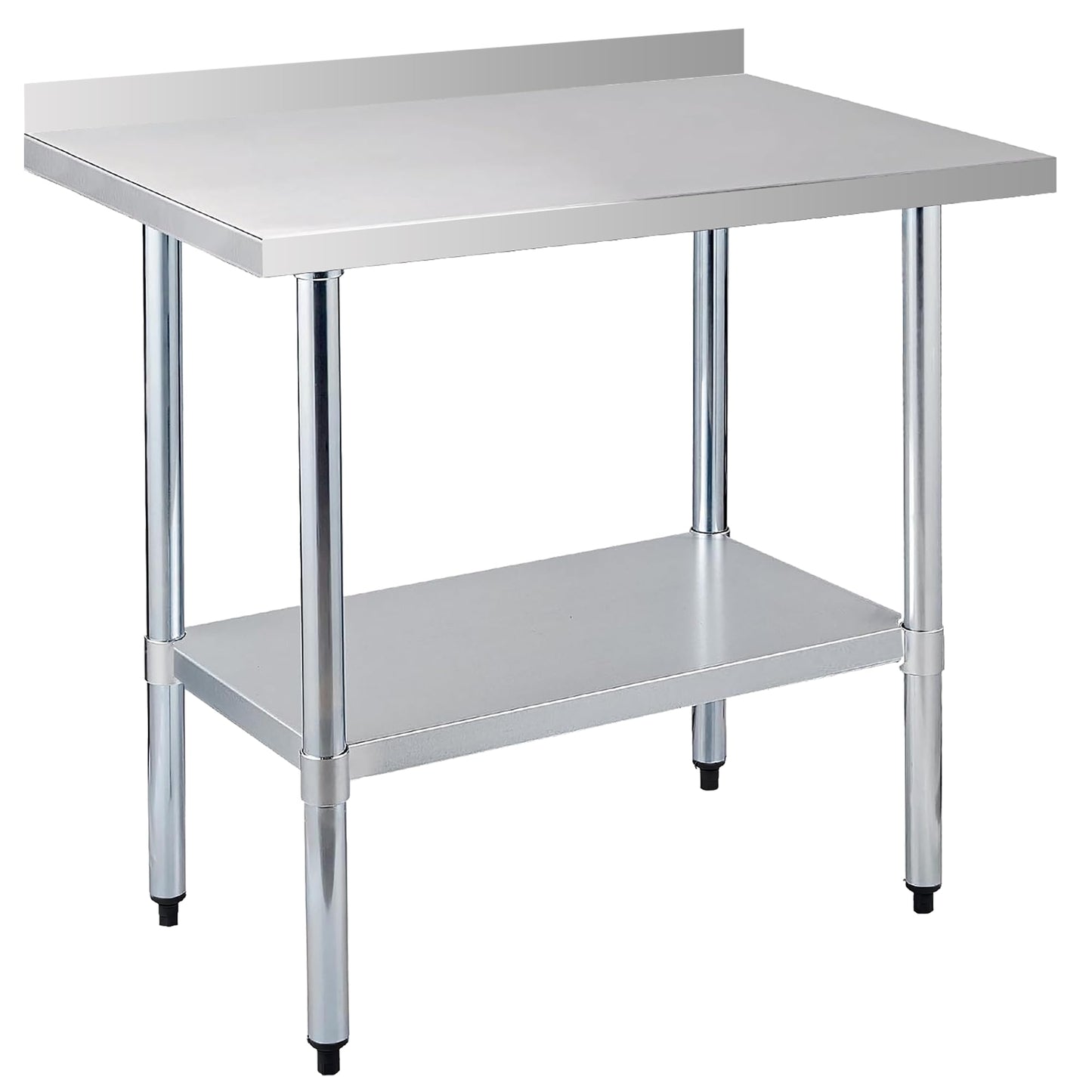 Okeyolive Stainless Steel Work Table 24 x 36 Inch, NSF Commercial Prep Table with Undershelf, Heavy Duty Food Prep Workstation with Backsplash