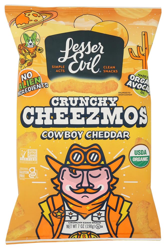 LESSEREVIL Organic Cowboy Cheddar Cheezmos  7 OZ