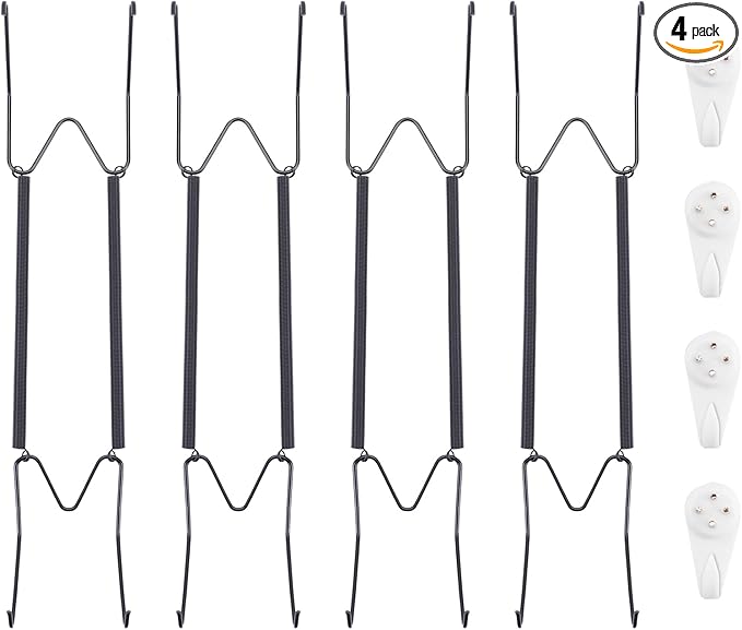 Bilillo 4 Pack Plate Hangers for The Wall, Suitable for 12''-16'' Decorative Plate,Invisible Heavy Duty Wire Plate Holder with Wall Hooks, Plate Hangers for Displaying Plates, Platter, Dish (Black)