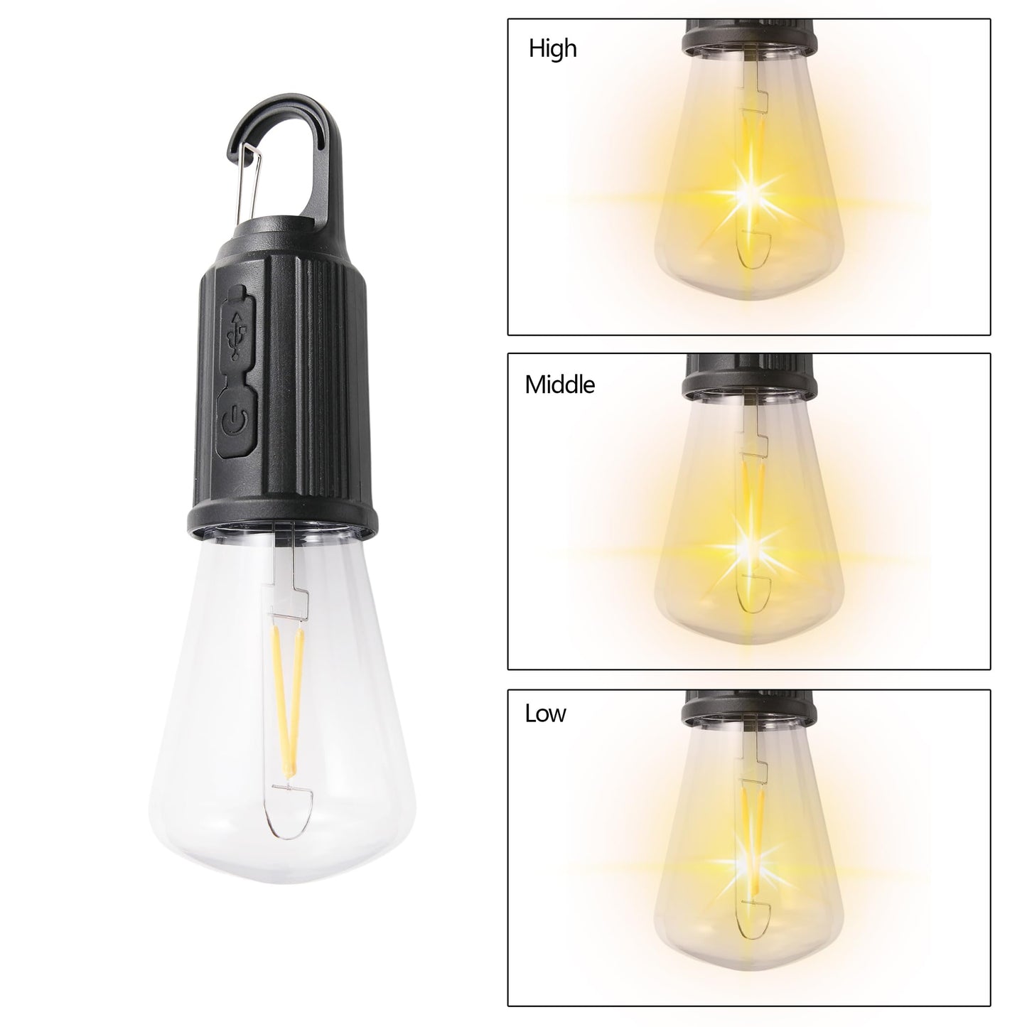 Vagocom 2Pcs Rechargeable Camping Light Bulbs Portable Led Camping Lanterns Hanging Tent Lamp With 3 Lighting Modes And Hook For Emergency  Hiking  Fishing  Backpacking Power Outages