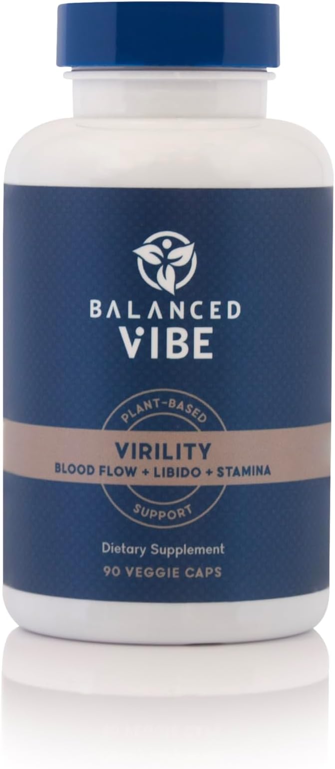 Balanced Vibe Virility | 8-in-1 Premium Libido Booster for Men | Male Performance Enhancement Supplement with Tongkat Ali, Horny Goat Weed, Tribulus | Enhances Stamina, Vitality, Men's Health (90ct)