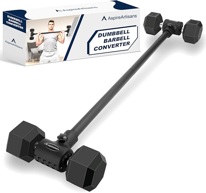 Aspireartisans Dumbbell to Barbell Converter – Adjustable Weights & 200LB Capacity for Home Gym Strength Training