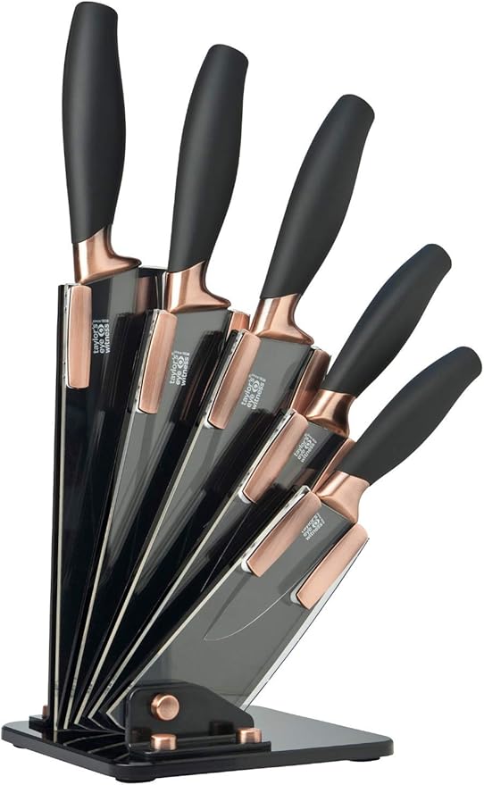 5pc Brooklyn Fan Block Set - Taylors Eye Witness, Hard Ceramic Coated Blades, Paring, All-Purpose, Chef's, Serrated & Carving Knife. 2 Year Guarantee.