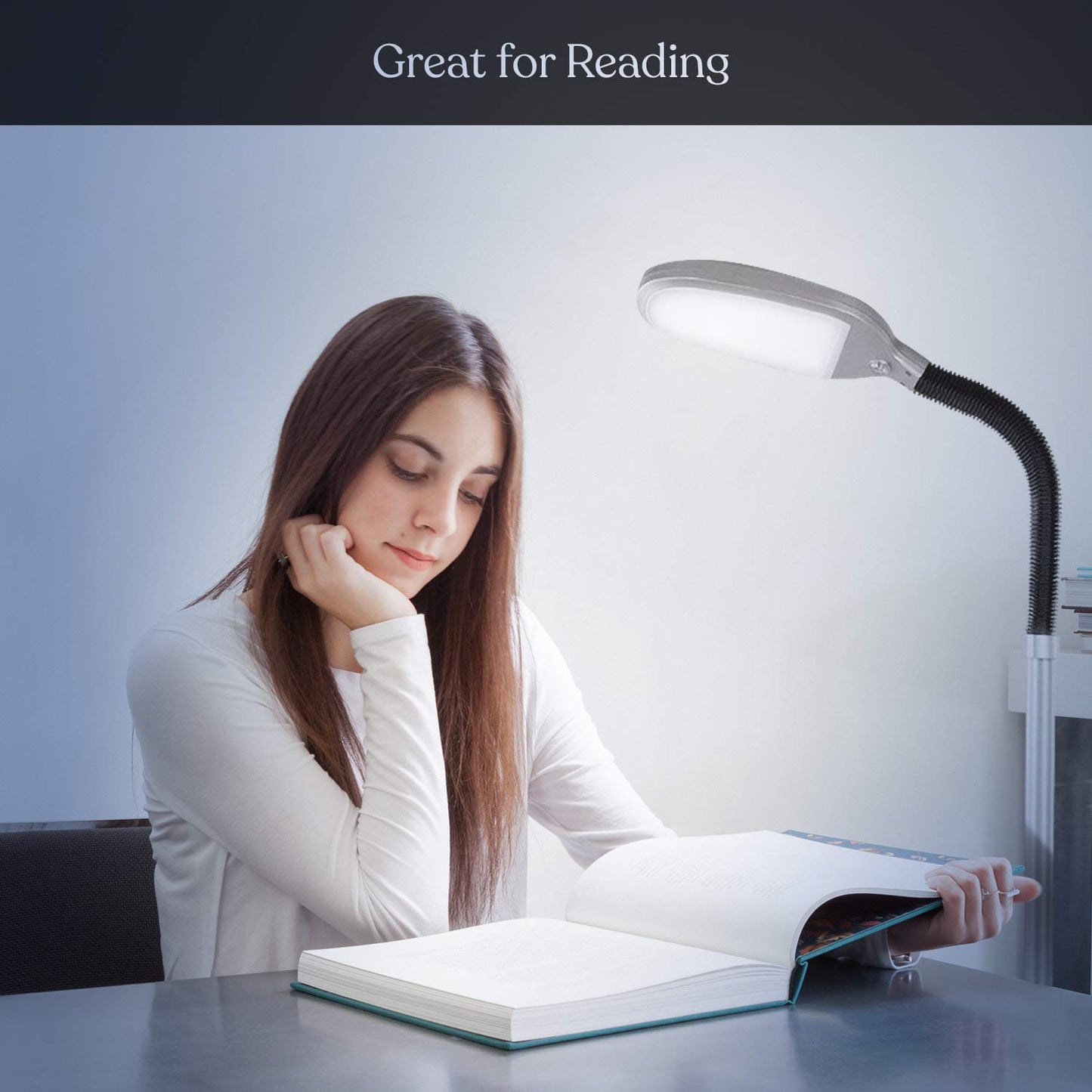 Brightech Litespan LED Floor Reading Lamp, 12W, 850-950 Lumens, Adjustable, Titanium Silver, Model FBA_LTSPNSL
