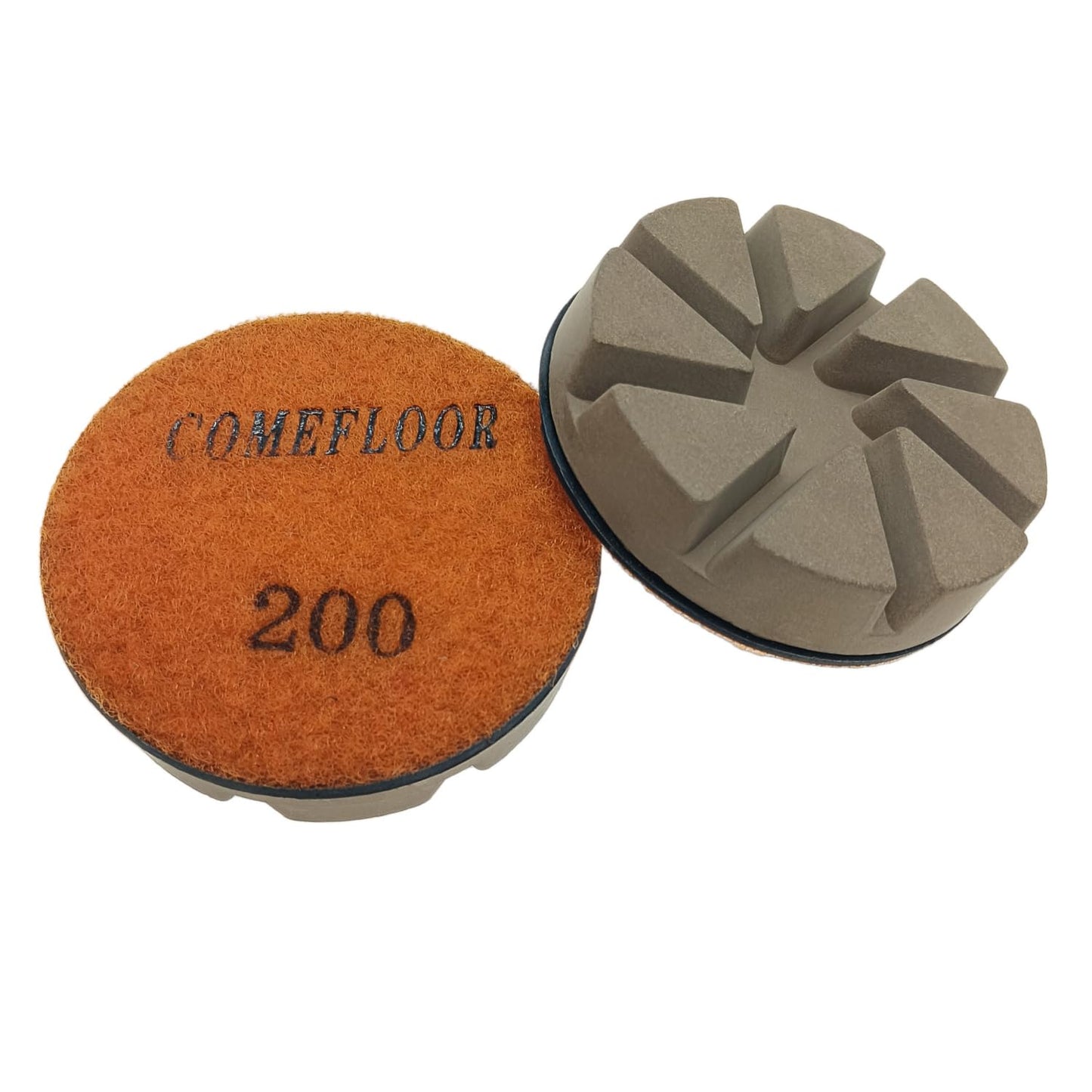 Hybrid Diamond Ceramic Polishing Pucks, Aggressive Concrete Terrazzo Floor Hook n Loop Grinding Pads, 3 Inch Long Using Life Transitional Discs,200# 3PCS