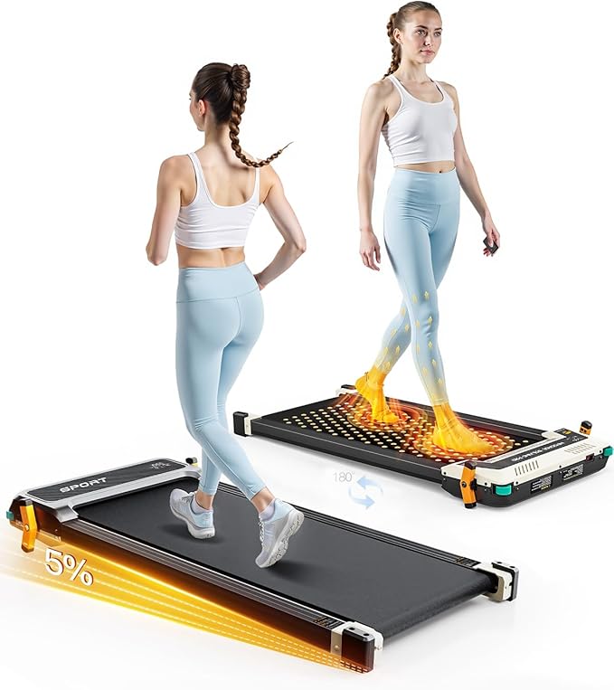AKLUER Walking Pad with Incline - Dual-Sided 2 in 1 Under Desk Treadmill with Shiatsu Foot Massager, 330LBs Walking Pad Tr...