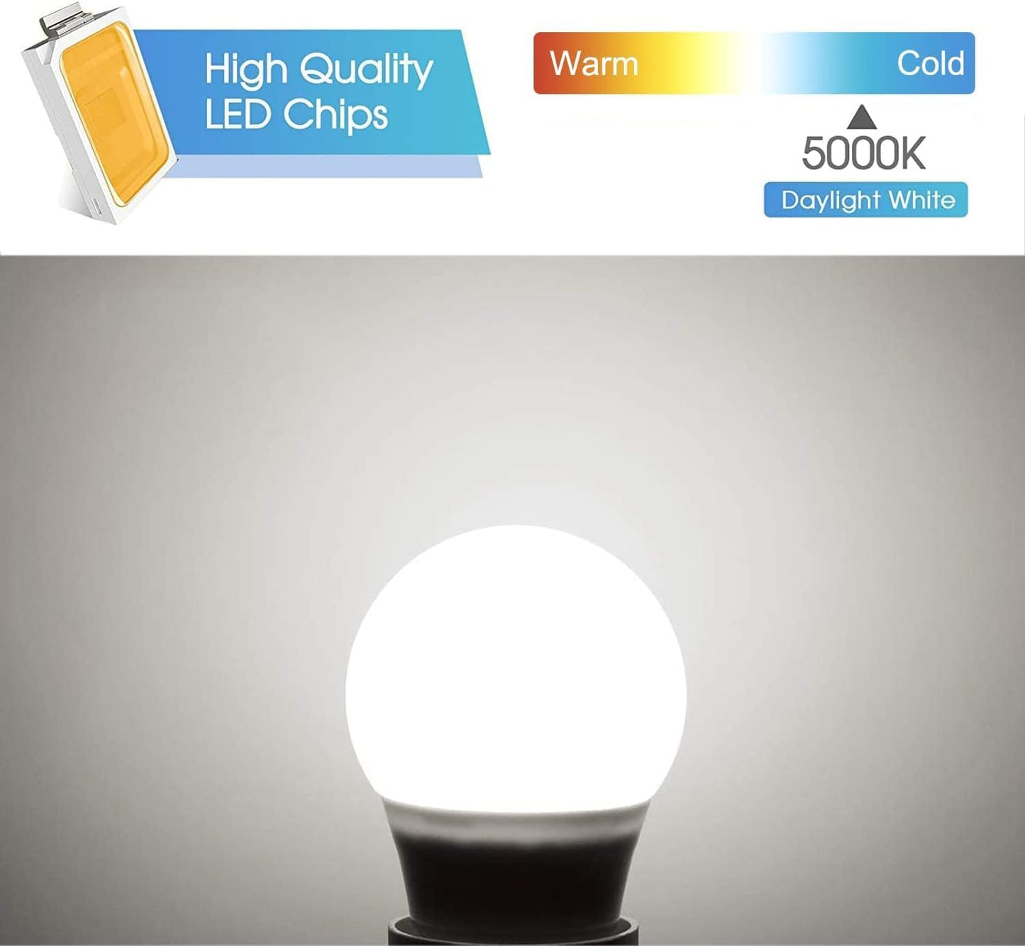 Anivona Refrigerator Light Bulb  40W Equivalent 120V A15 Fridge Light Bulbs  5W E26 Medium Base Daylight White 5000K For Freezer Lighting  Non-Dimmable  2 Pack