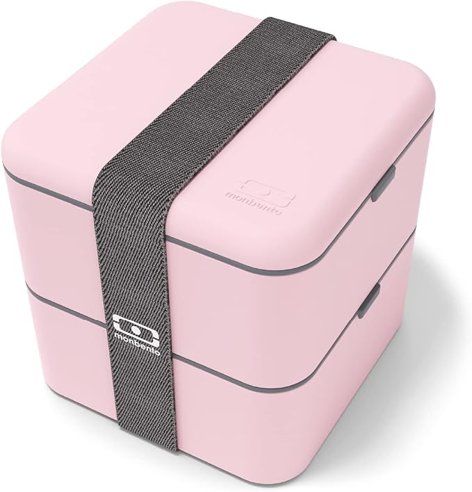 monbento - Large Bento Box MB Square Litchi with Compartments Made in France - Sustainable and Smart - Leakproof Lunch Box for Work and Meal Prep - BPA Free - Food Grade Safe - Pink