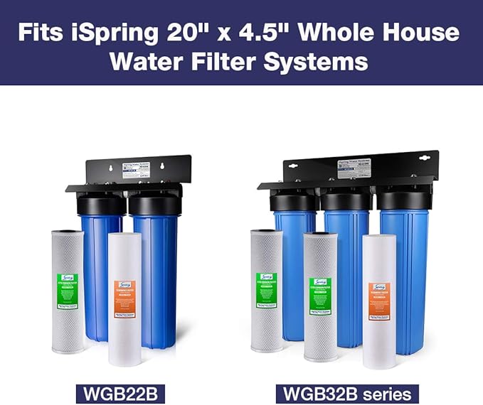iSpring FP25B High Capacity 20” x 4.5” Water Replacement Cartridge Fine Sediment Filter, 5 Micron, 1 Piece, White