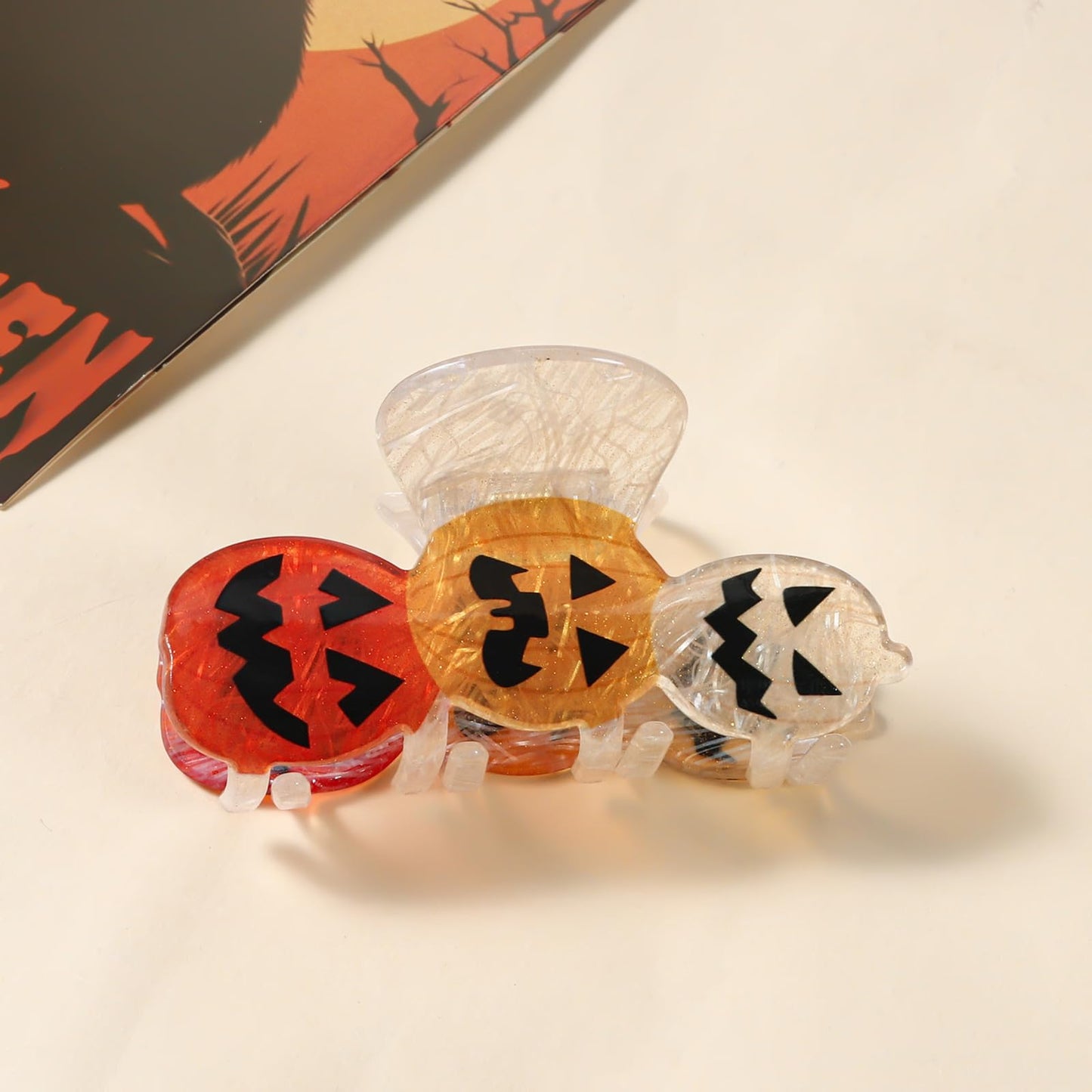 Pumpkin Hair Clips Halloween Large Claw Clips Hair Accessories for Women Cute Yellow Orange White Pumpkin Hair Clip for Thin Thi