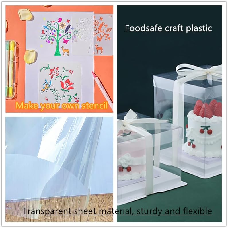 Transparent Blank Mylar Stencil Sheets for Cutting, Gift, 12" x 12" 6 mil/0.15mm Thick 15 Sheets.Acetate Template Material, Craft Plastic Sheets (12×12” /6 mil)