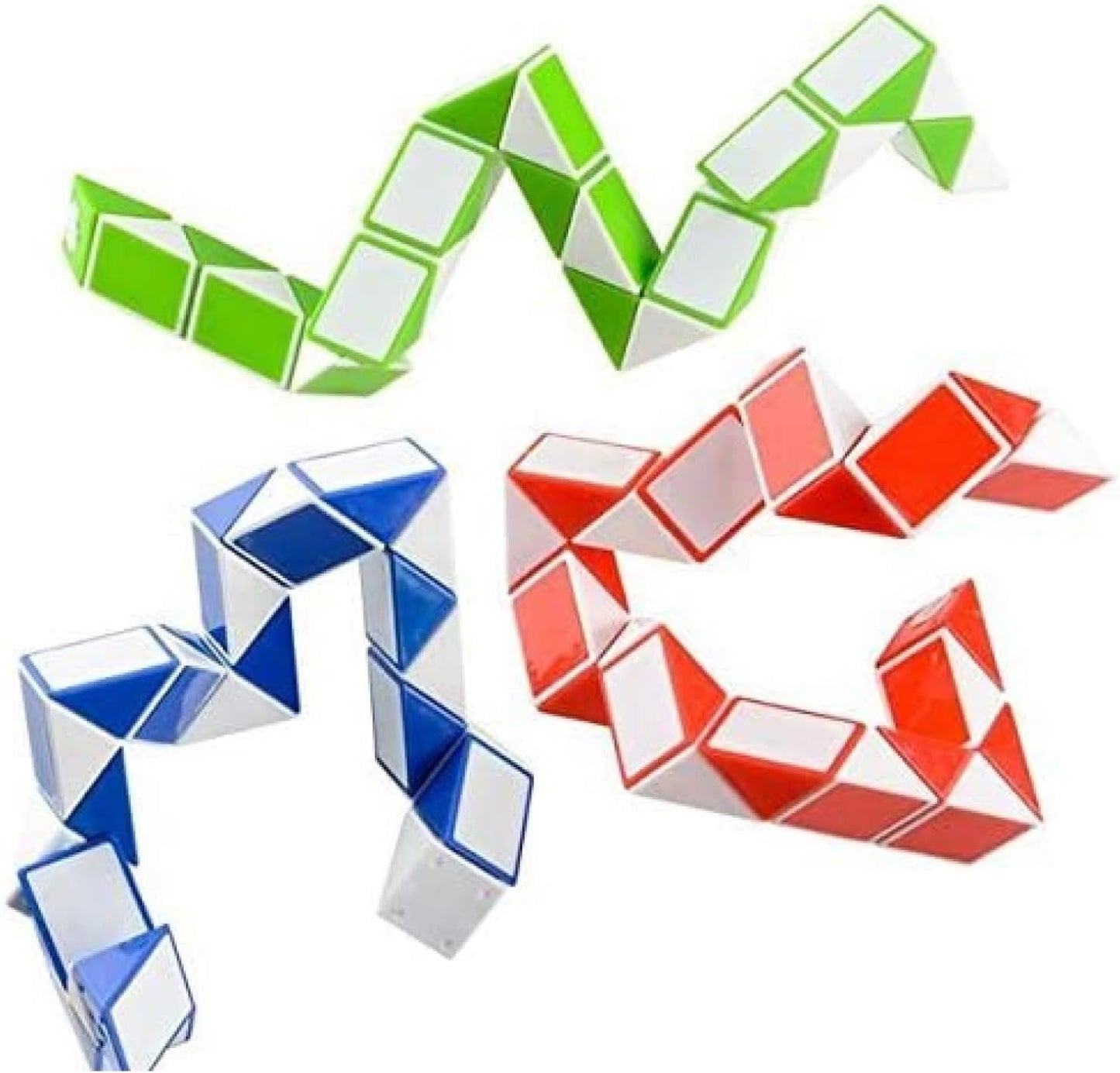 Neliblu Sensory Fidget Snake Cube Twist Puzzles - Stocking Stuffers - Bulk Pack of 3 Assorted Colors