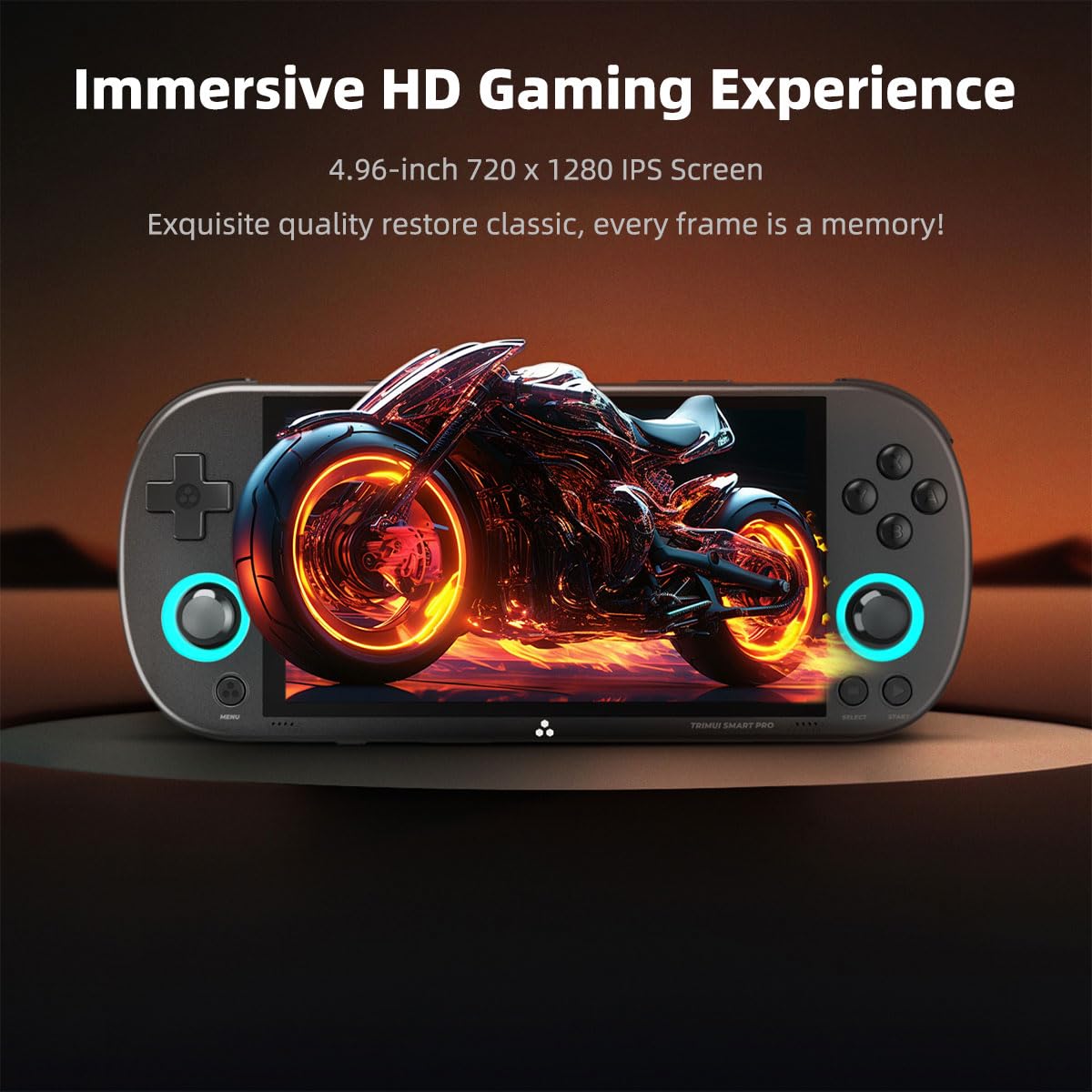 Trimui Smart Pro Game Console 4.96-Inches 720x1280 IPS Screen Built-in 64G TF Card Video Gaming Consoles 5000mAh Lithium Battery Supports Multiple Simulators Casual Game Console-Gray