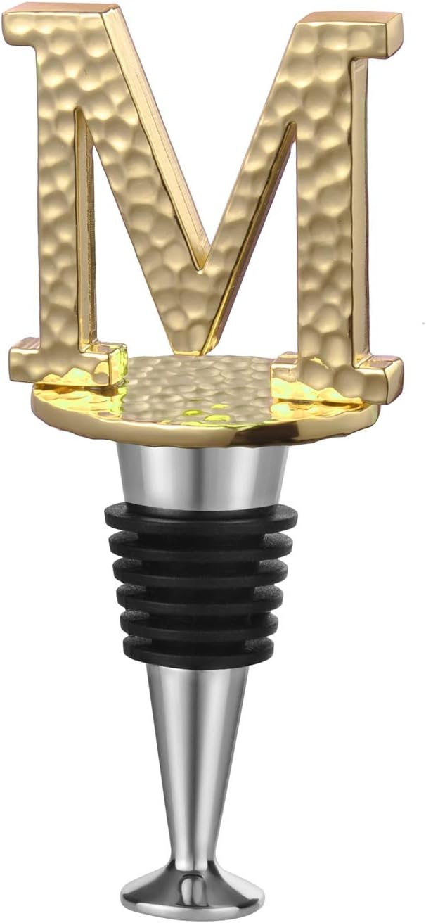 Miicol Wine Bottle Stopper, Prosecco Stopper, Gold Wine Stopper, Personalised Champagne Stopper, Initial Wine Stopper, Funny Prosecco Gift, Wine Lovers Gift, Kitchen Decor, Letter M