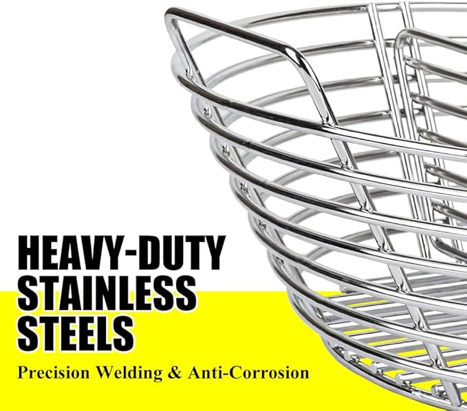 Stainless Steel Charcoal Ash Basket for Large Big Green Egg & Kamado Joe Classic, Lump Charcoal Basket with Divider,Accessories for Big Green Egg