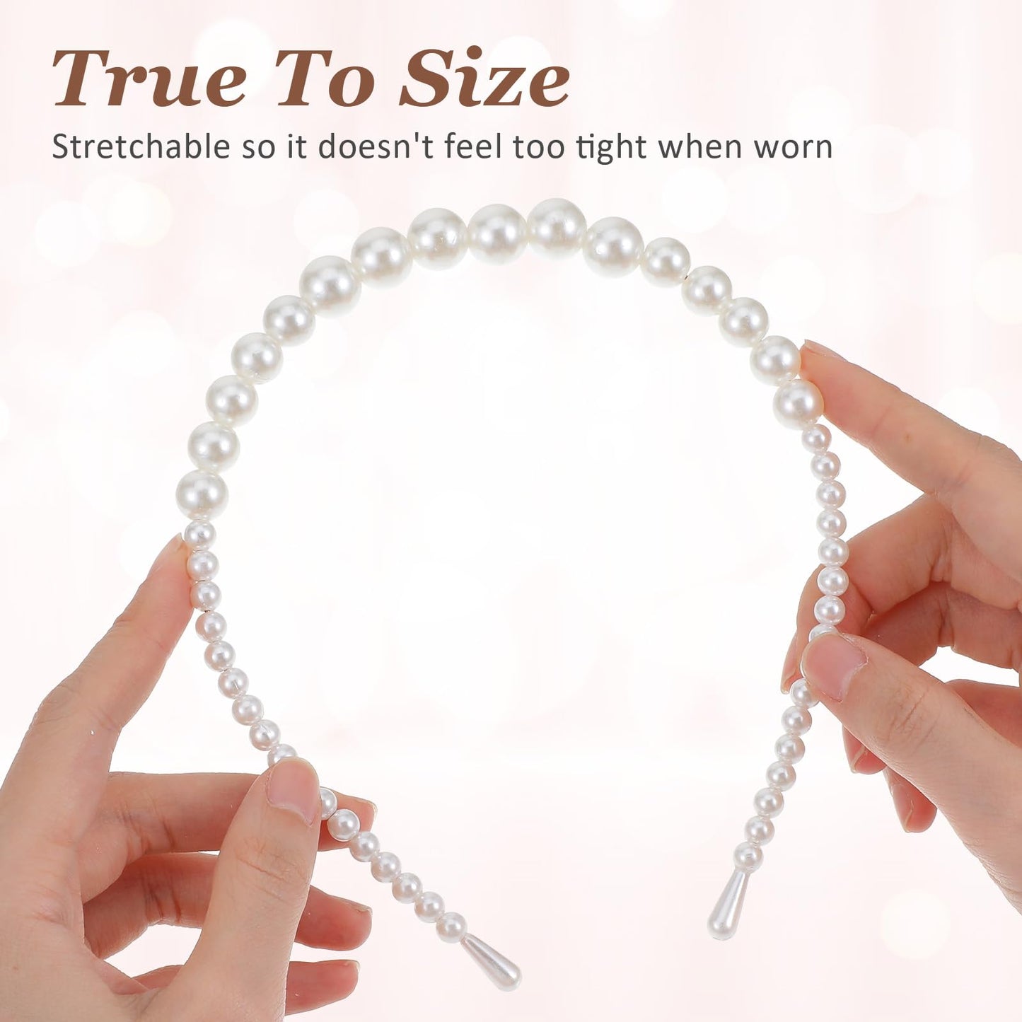 Sorcristy 4 Pack Pearl Headband White Gold Girl Pearl Headbands Metal Thin Head Band, Artificial Pearls Headpiece Hair Accessori