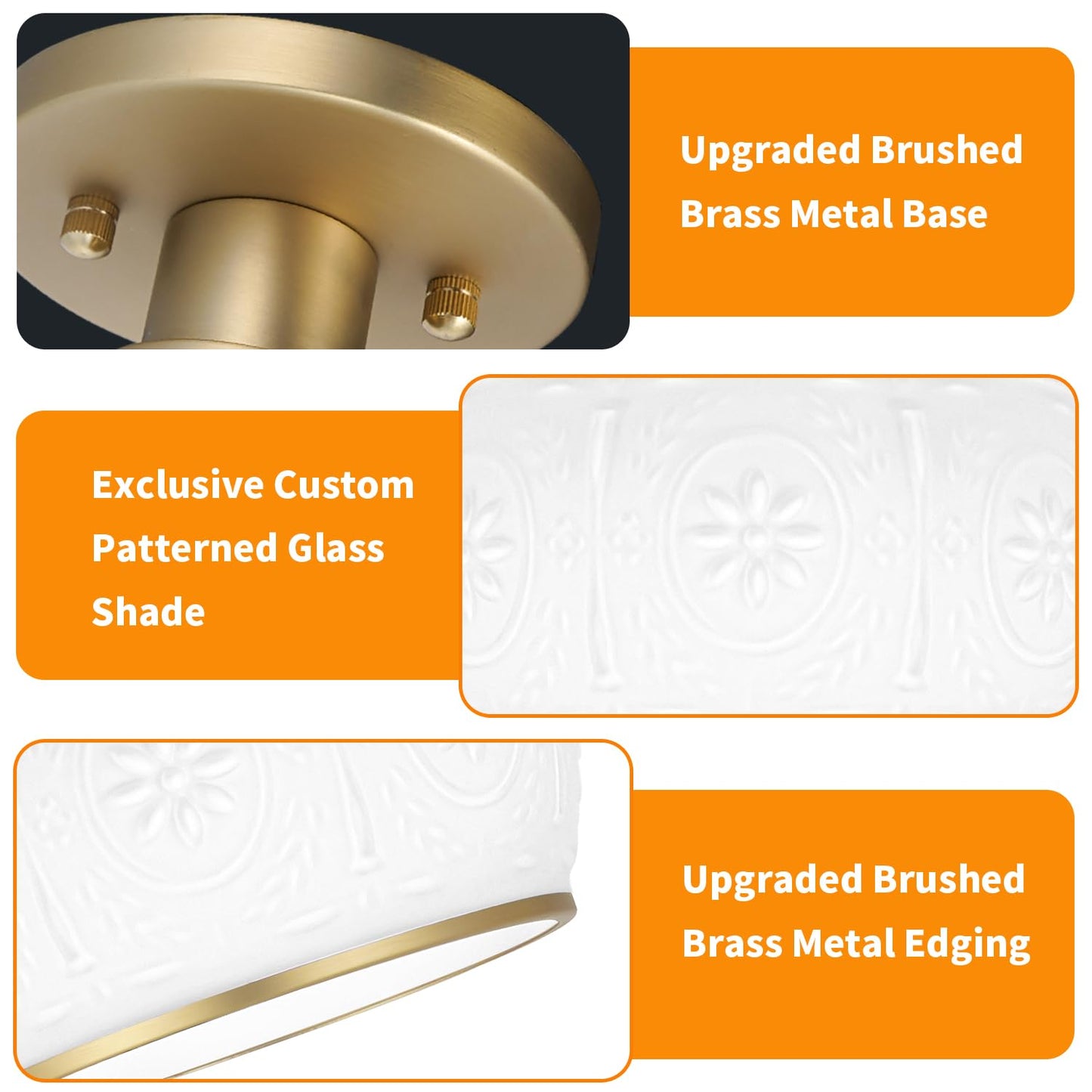 Oiyio Brushed Brass Semi Flush Mount Ceiling Light With Clear Globe Glass  Modern Hallway Lighting Fixtures  Vintage Ceiling Light For Kitchen  Bedroom  Closet  Entryway  Porch
