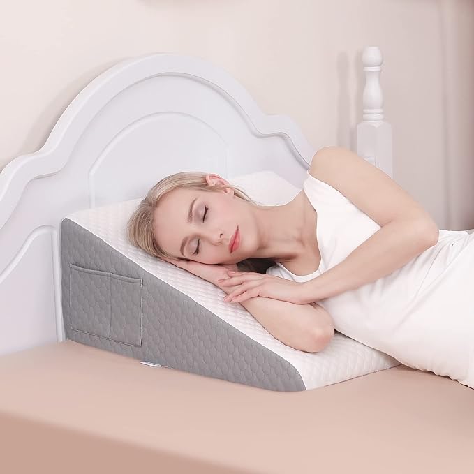 Forias Wedge Pillow for Sleeping 10" Bed Wedge Pillow for After Surgery - 1.5" Memory Foam Top, Triangle Pillow Wedge Ideal for Acid Reflux GERD Snoring Heartburn Pregnancy Lower Back Pain