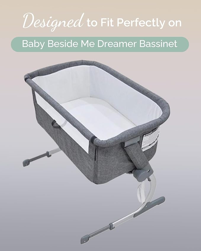 Bassinet Fitted Sheets 33x20 for Baby Beside Dreamer Bassinet & Bedside Sleeper - Buttery Soft, Premium Stretchy Jersey Knit Sheets - Burnt Orange+Mustard Yellow+ Gray, 3 Pack