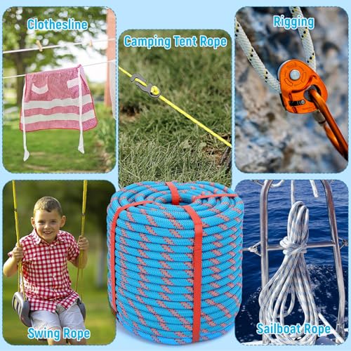 Arborist Rope Climbing Rope 48 Strands 1/2 Inch Tree Rope for Climbing Tree Swing Pulling Sailing
