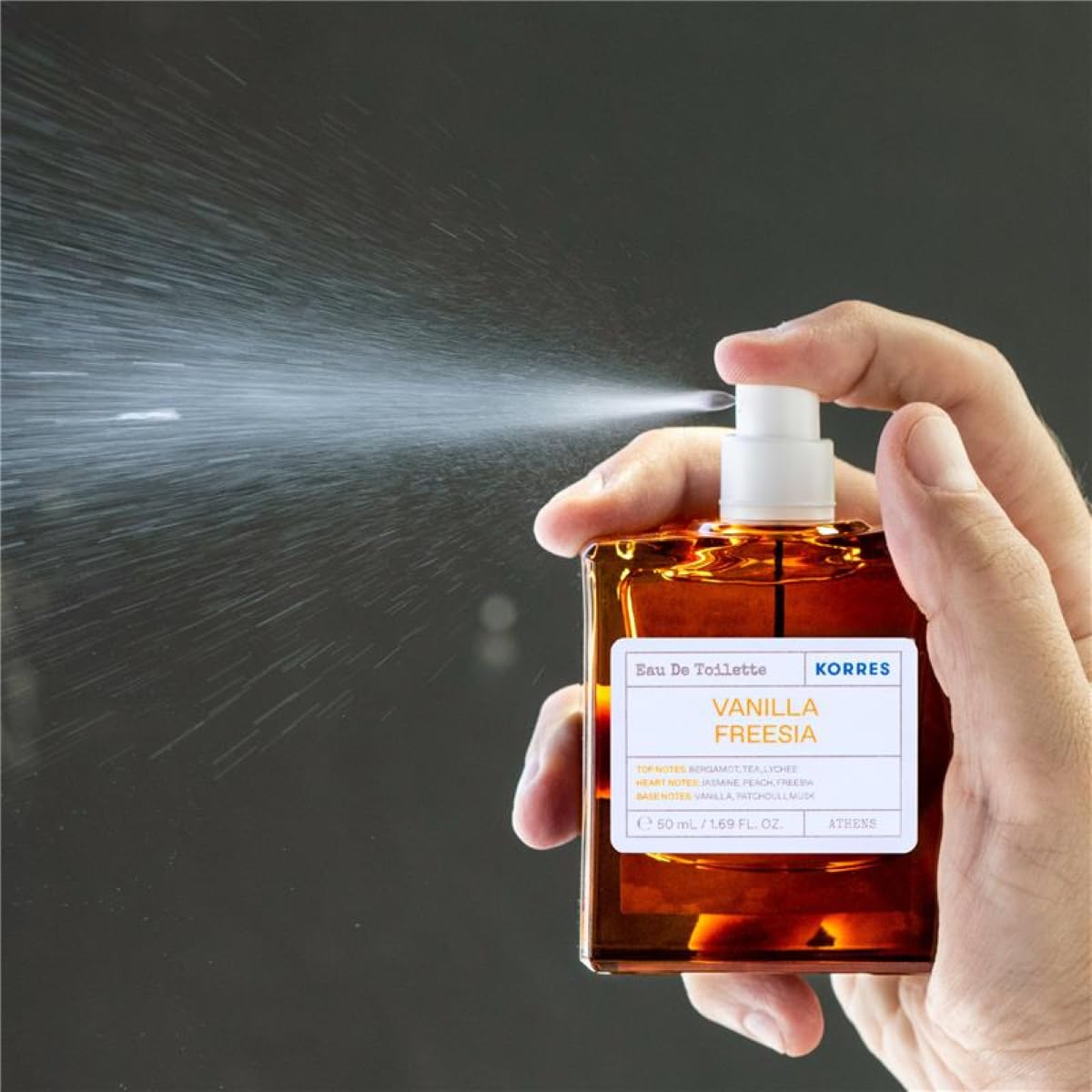 KORRES Eau De Toilette, Vanilla Freesia Fragrance Spray, Unisex Perfume With Lychee, Peach, Crisp Bergamot, Warm Vanilla And Pat