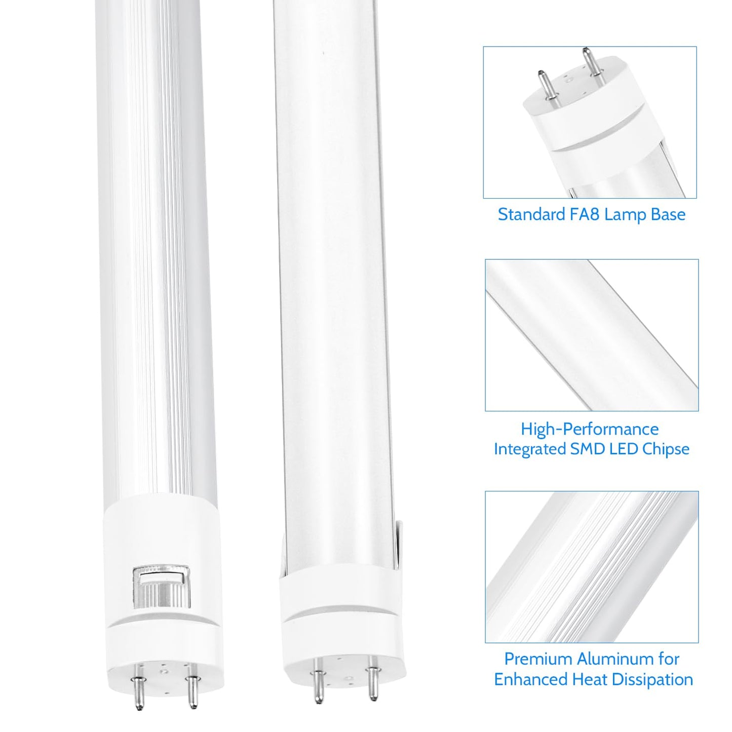 Lightingwill Led T8 Light Tube 2Ft  Natural White 4000K  Dual-End Powered Ballast Bypass  1000Lumens 10W (24W Fluorescent Equivalent)  Frosted Cover  Ac85-265V Lighting Tube Fixtures  4 Pack