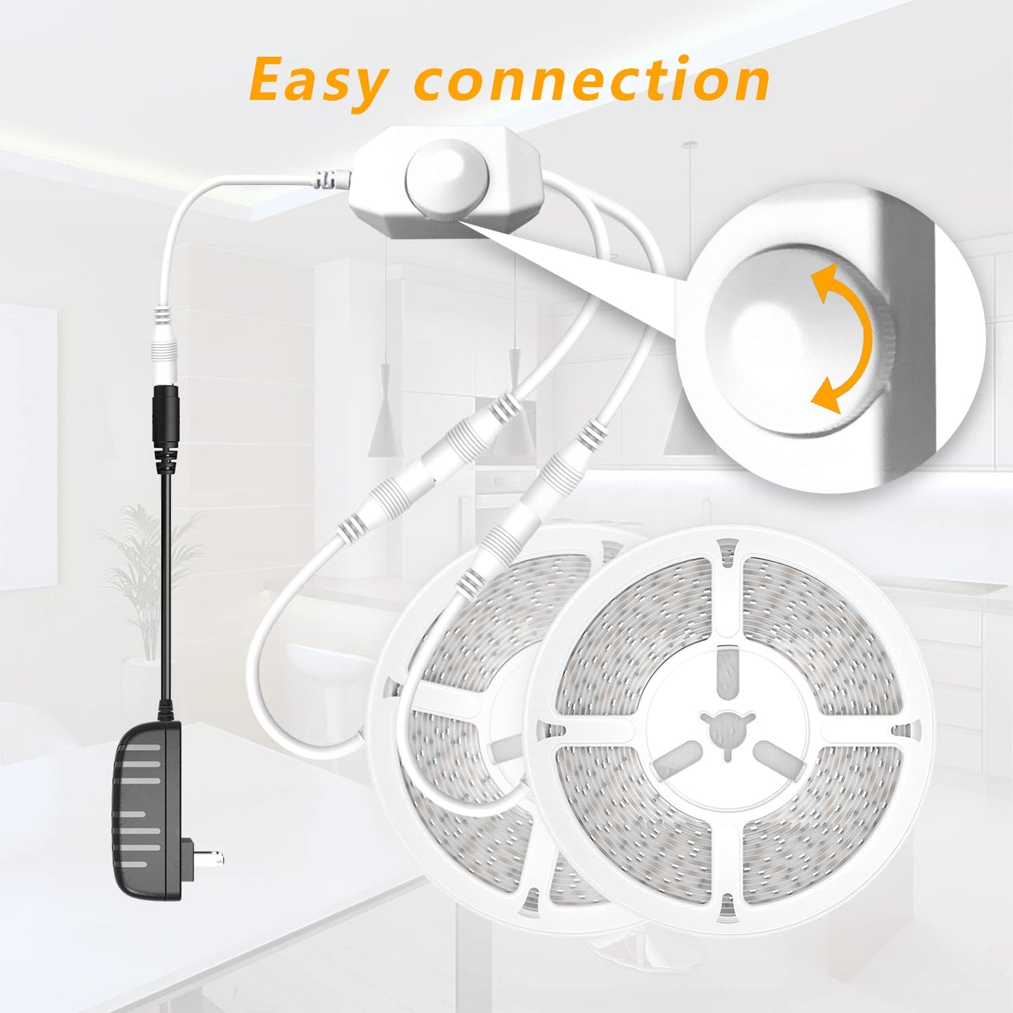 phopollo LED Strip Lights 50ft Dimmable 3000K Warm White, 900 LEDs for Bedroom, Kitchen, Mirror Decor
