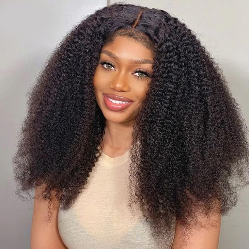 Beauhair Afro Curly Wig Human Hair Glueless Wear and Go Wig with 4C Edges Natural Curls Lace Closure Made Ready to Wear Beginner
