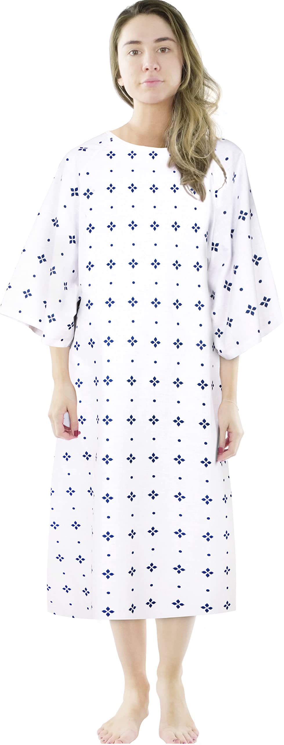 Utopia Care 6 Pack Unisex Hospital Gowns, Patient Gowns for Women and Men with Back Tie, Comfortably Fits Sizes up to 2XL, Pack of 6, Blue Star
