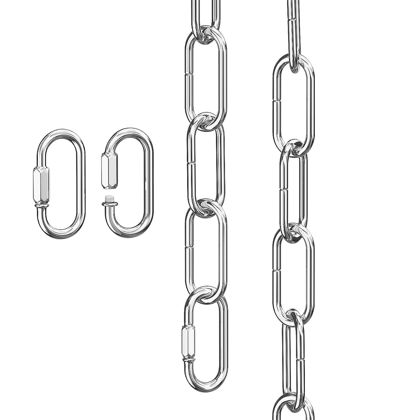 Garini 6 Feet Adjustable Silver Metal Pendant Chandelier Chain, Detachable Links, Iron, Model D6-HNIB-ULHC