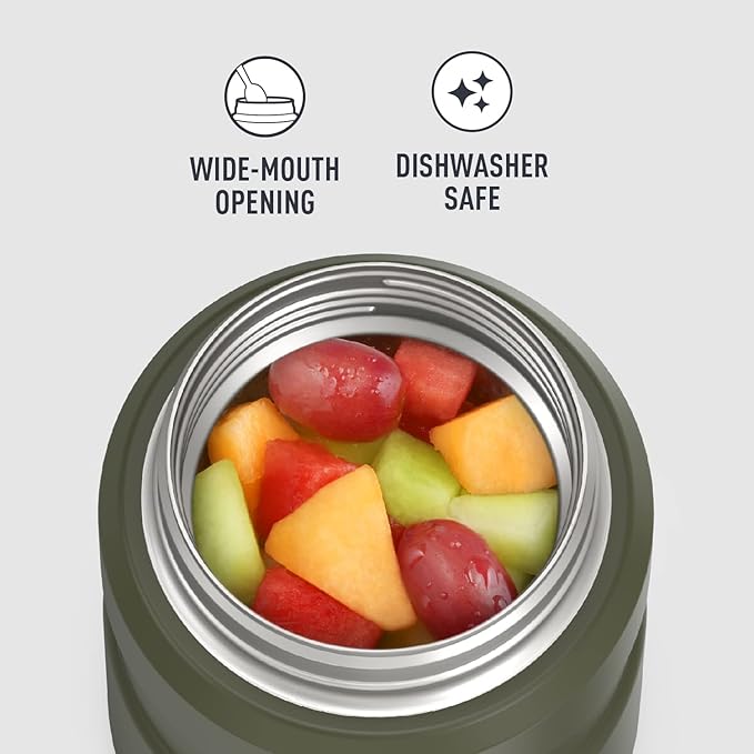 THERMOS Stainless King Vacuum-Insulated Food Jar with Spoon, 16 Ounce, Army Green (Pack of 4)
