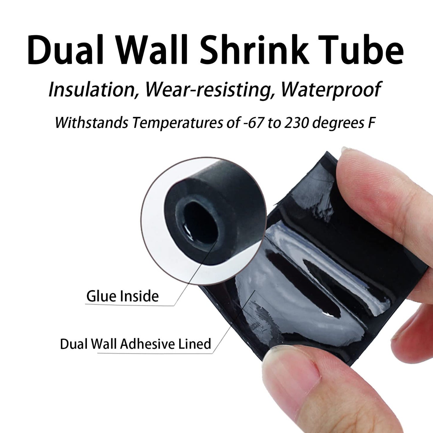 ALEKOR Heat Shrink Tubing Kit - 3:1 Ratio Adhesive Lined, Marine Grade Shrink Wrap Industrial Heat-Shrink Tubing - 240 PCS