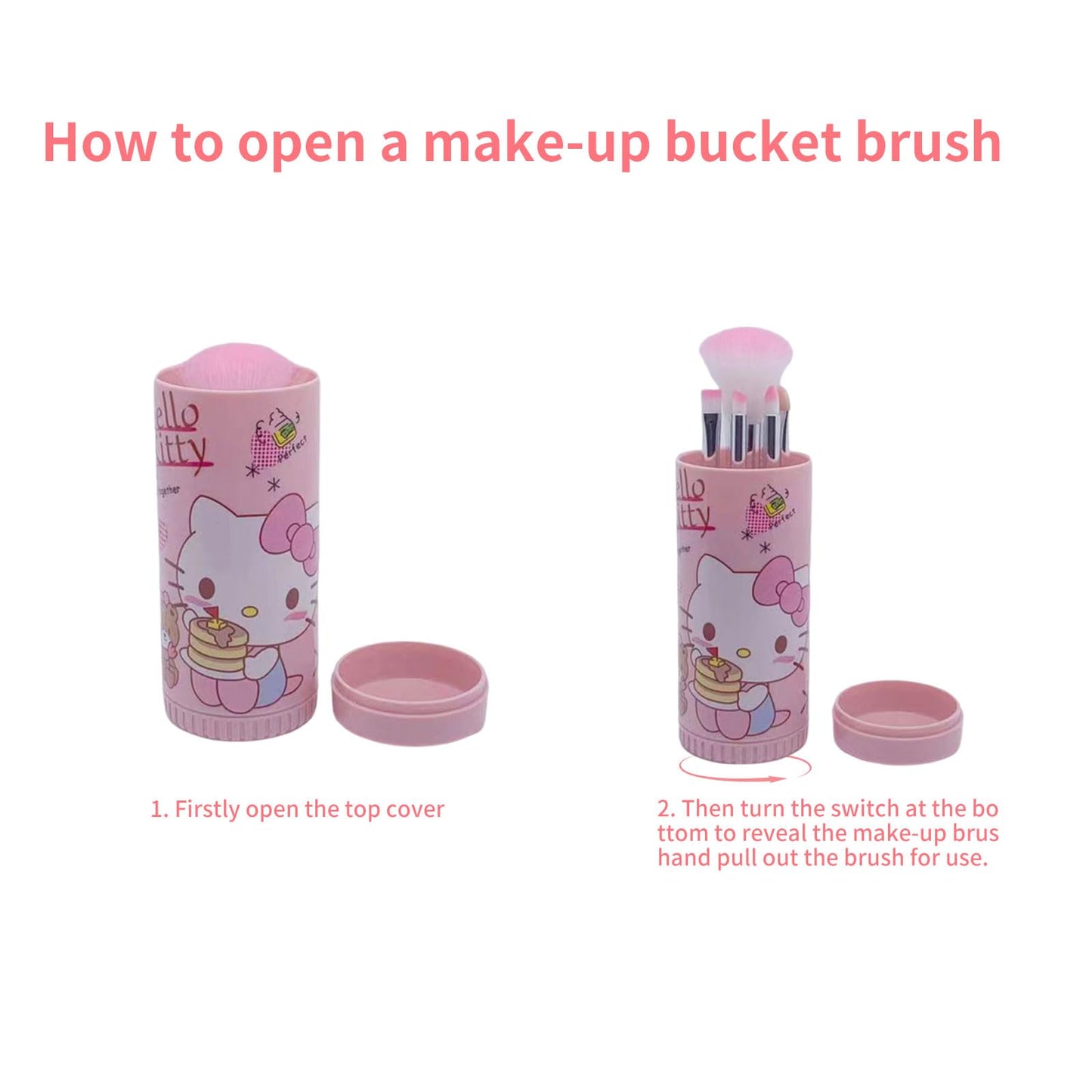 Cute Makeup Brush Set, 8 Pcs Pink Makeup Brushes and Makeup Brush Holder, Eyeshadow Lip Gloss Cosmetic Brushes Kit for Girls (Pi