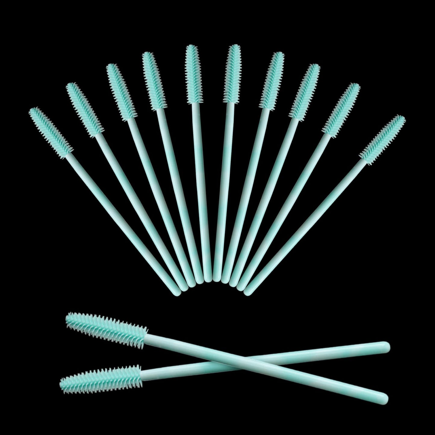 Mekupeu 50pcs Silicone Mascara Wand,Disposable Eyelash Brushes,Soft Lash Spoolie Brush For Eyelash Extensions (Mint green)