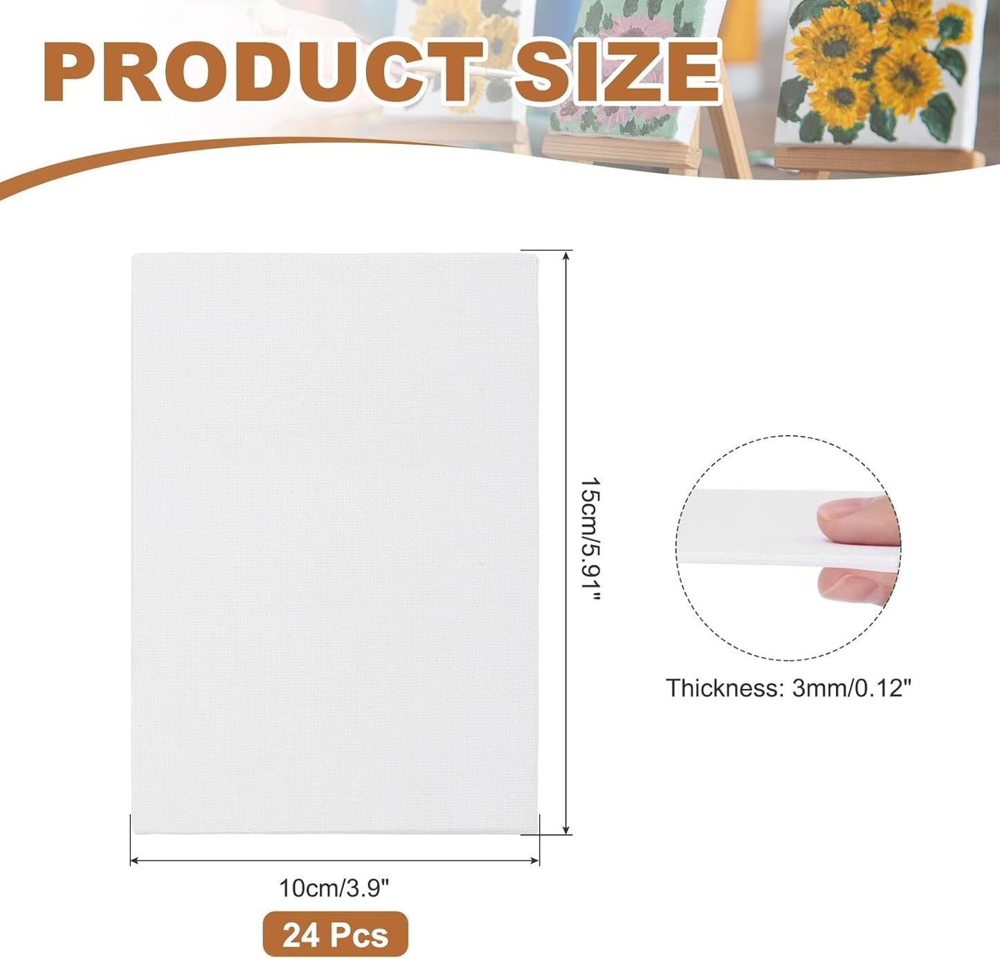 MECCANIXITY Canvas Boards for Painting, 4x6 Cotton Blank Primed Art Canvas Panels Acid-Free for Painting Supplies Oil Acrylic Tempera Watercolor Pouring Paint Artists(White, Pack of 24)