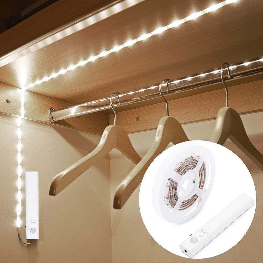Kucam Motion Sensor Led Closet Light, 1.5M Battery-Powered, 6000K White, Pir Auto On/Off, Ideal For Wardrobe, Bathroom, Kitchen