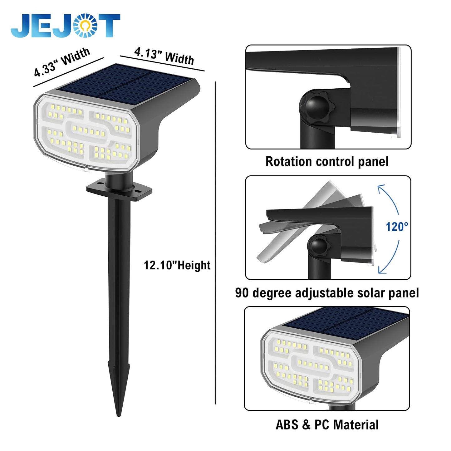 Jejot Solar Lights Outdoor Waterproof Ip65  Super Bright Led  3000K 2 Lighting Modes  Solar Powered Yard Garden Solar Spot Lights For Outside Landscape Auto On/Off -4 Pack