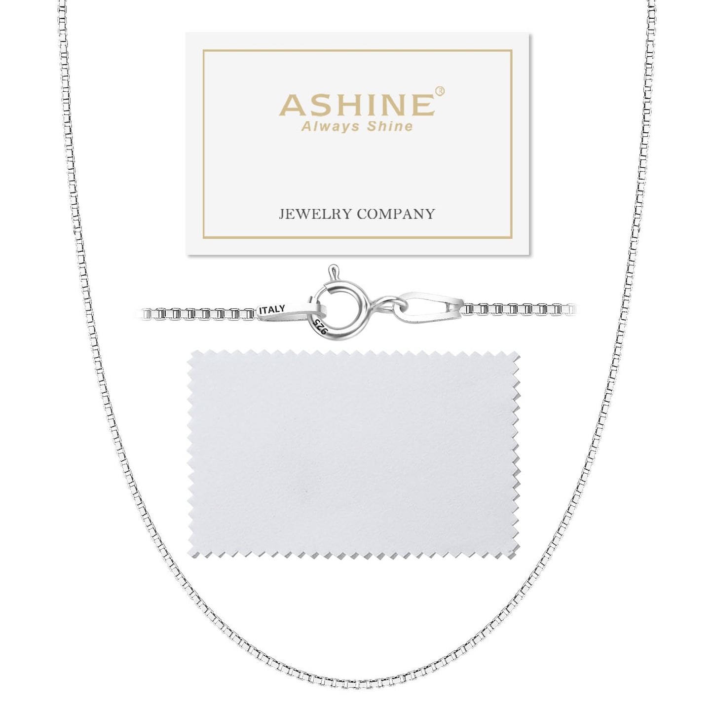 ASHINE Silver Chain Necklace Chain Necklaces for Women Silver Necklace Charm Jewelry Long Necklaces for Women (0.8mm Box Chain S