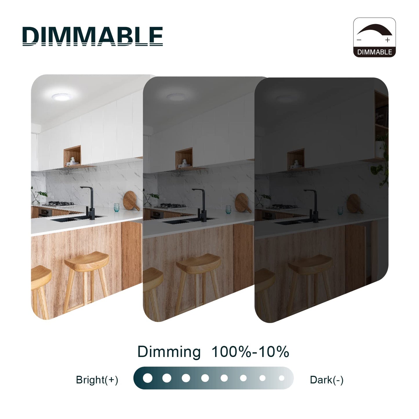 TOPELER 15W Dimmable Flush Mount Ceiling Light, 4000K Cool White, Metal, 6 Pack, Model CDR615B-T-W-4K-6